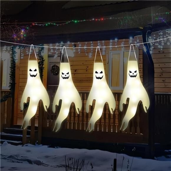 Halloween Decorations Outdoor Ghost Lights - 19.4Ft Outdoor...